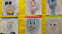 Inspired by the book, Edward the Emu, Ms. Cameron’s class drew their own emus.  They are a delightful sight in our hallways!